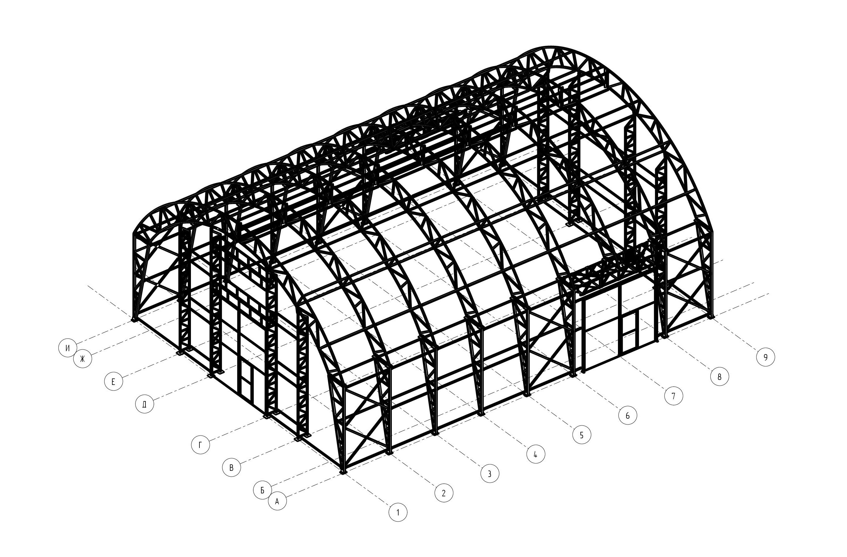 Ангар прямостенный с арочной кровлей (15х20х4,5м) (5 шт)